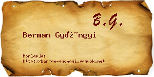 Berman Gyöngyi névjegykártya